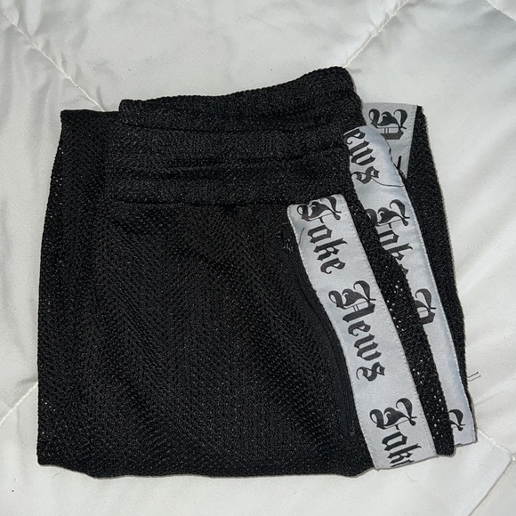 “Fake News” Black Mesh Joggers - Picture 2 of 4